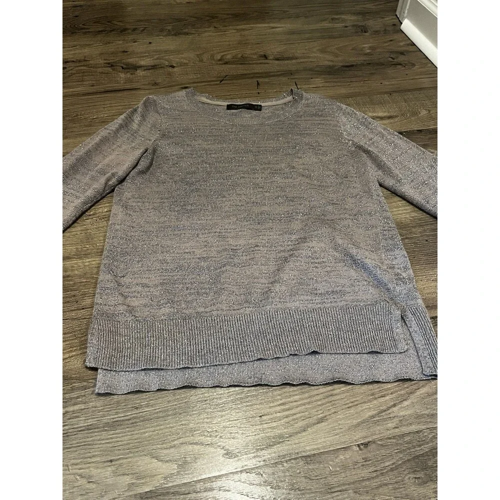 The Limited Heathered Gray Crew Neck Light Sweater - Picture 3 of 8